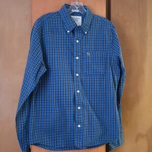 Mens Abercrombie And Fitch Muscle Fit Blue Plaid Button-down LS Shirt Large
